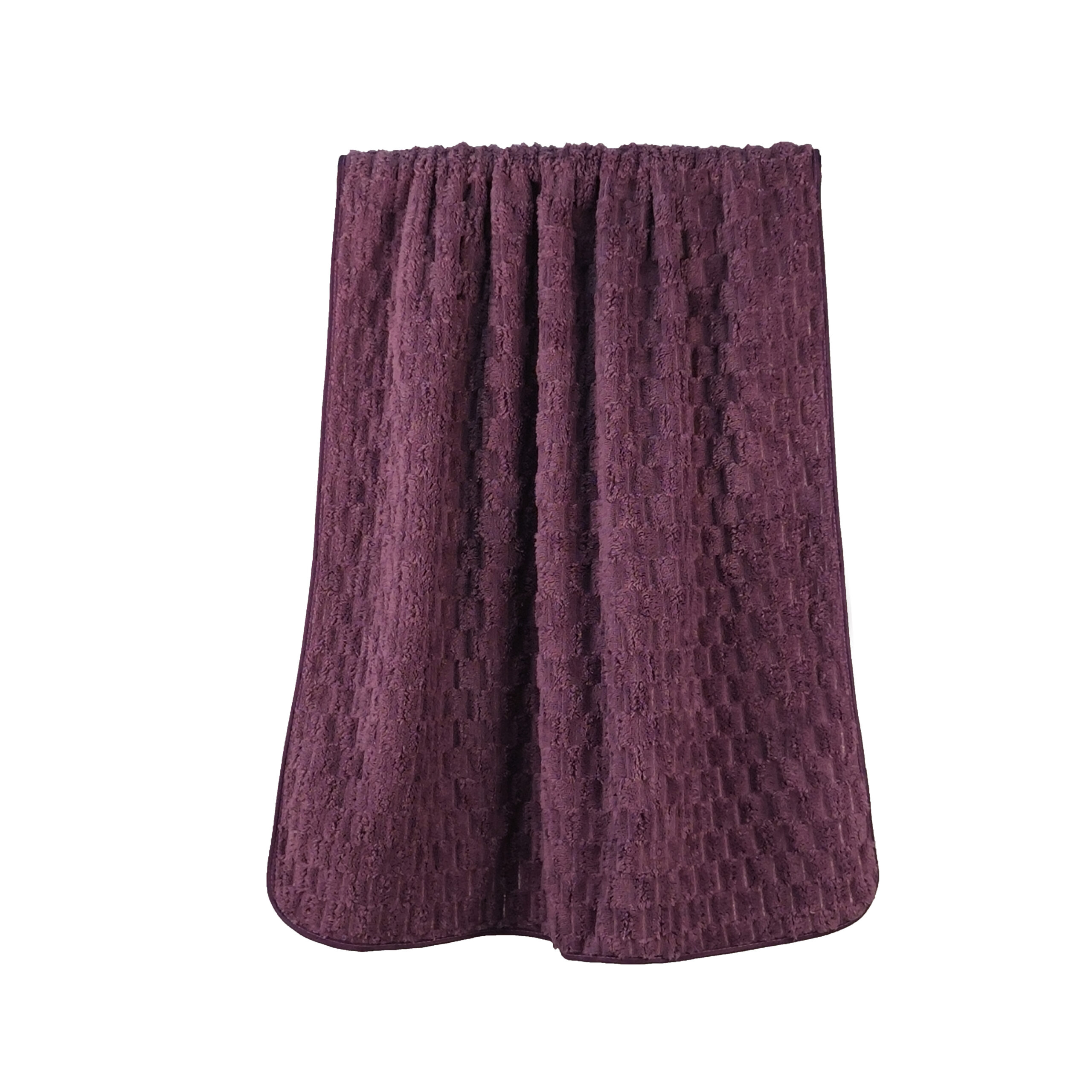 Solid Jacquard Staggered Brick Pattern Coral Fleece Bath Towel#1071