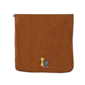 Solid Embroidered Flat Embroidered Cartoon Animals Coral Fleece Bath Towel#2004