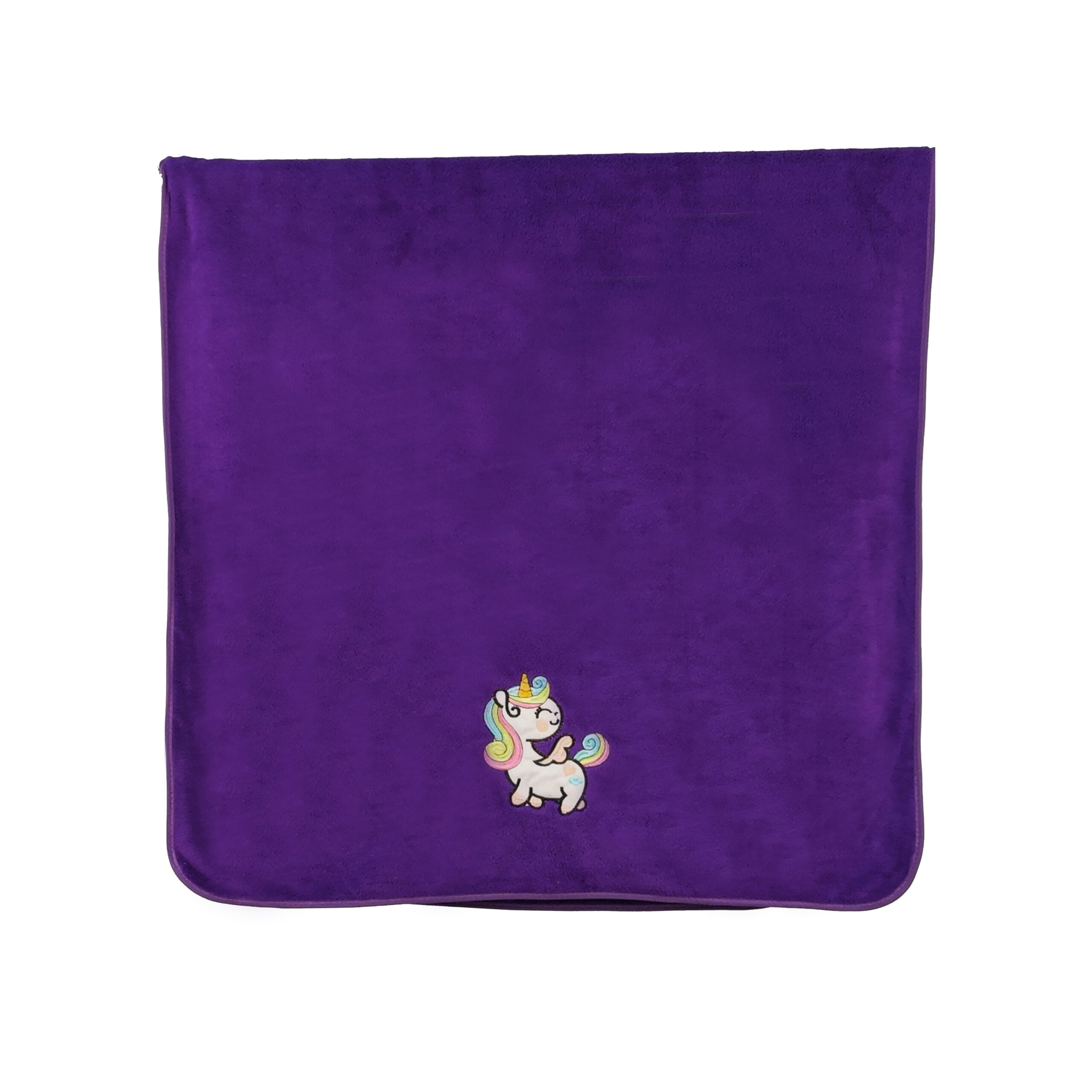 Solid Embroidered Flat Embroidered Cartoon Unicorn Coral Fleece Bath Towel#2013