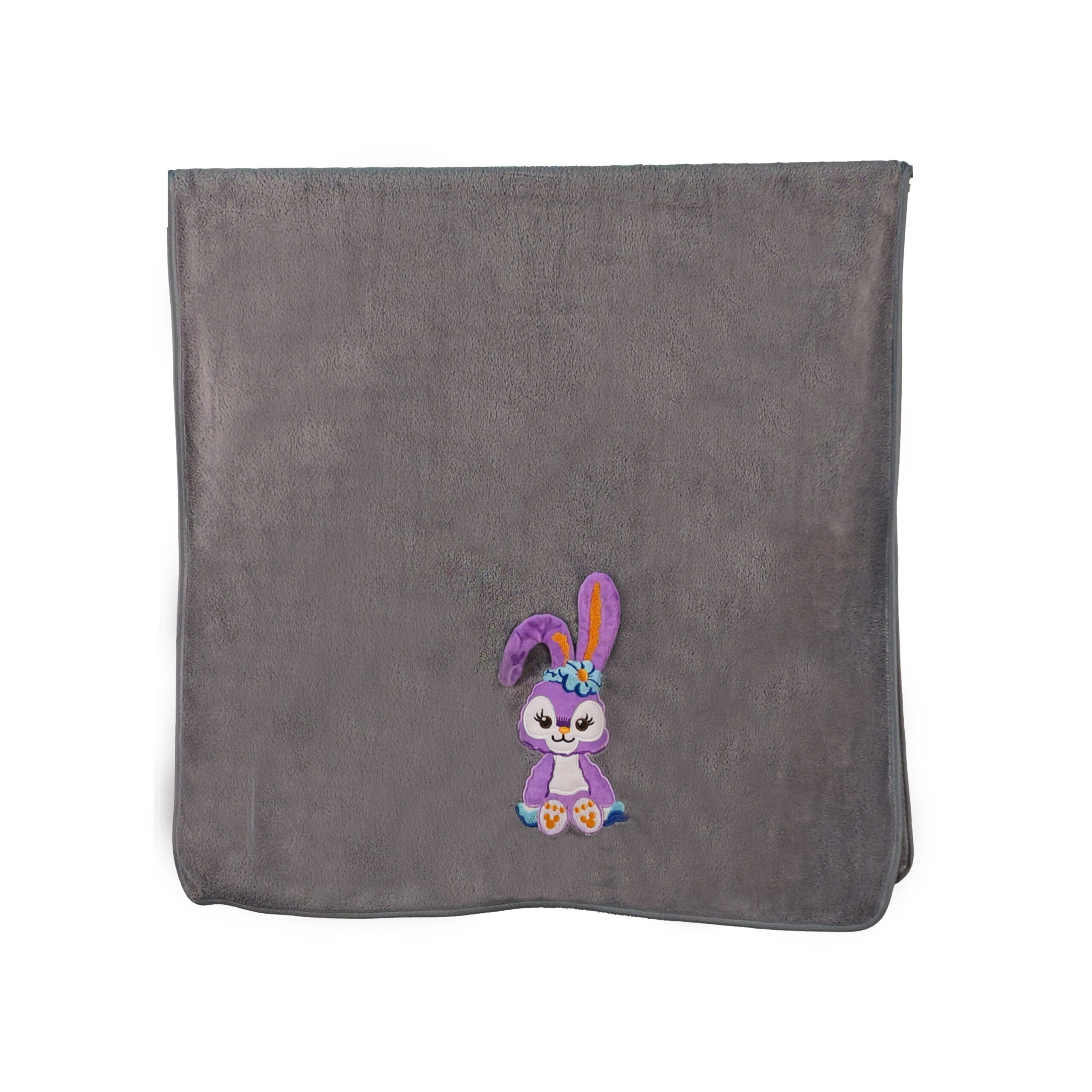 Solid Embroidered Flat Embroidered Cartoon Bunny Coral Fleece Bath Towel#2022