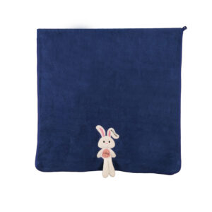 Solid Embroidered 3D Bunny Plush Applique Coral Fleece Bath Towel#2036