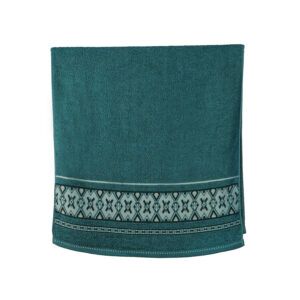 Vintage Geometric Jacquard Border Solid Cotton Bath Towel#5006