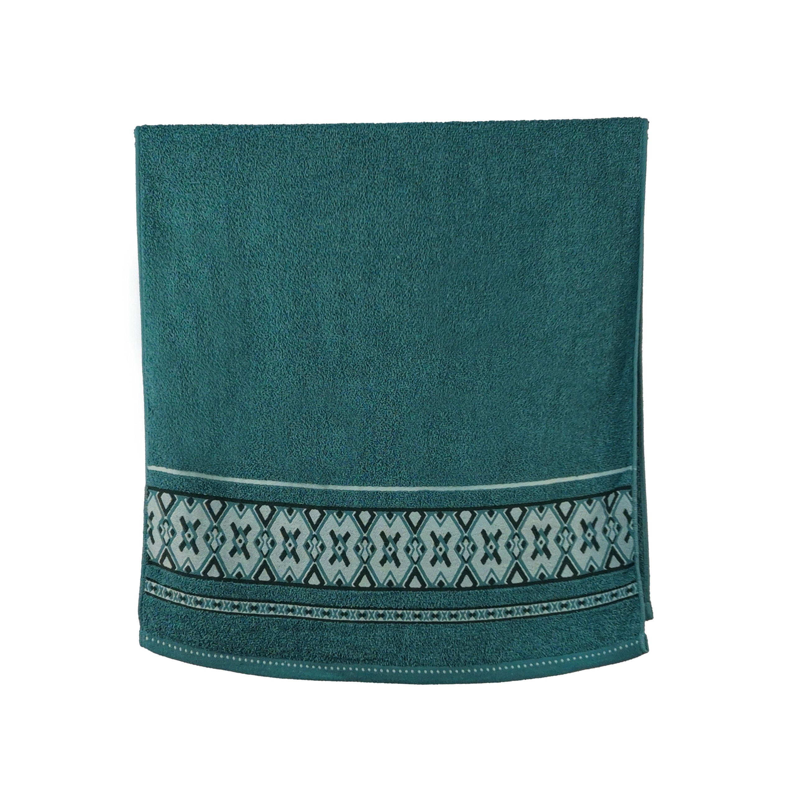 Vintage Geometric Jacquard Border Solid Cotton Bath Towel#5006
