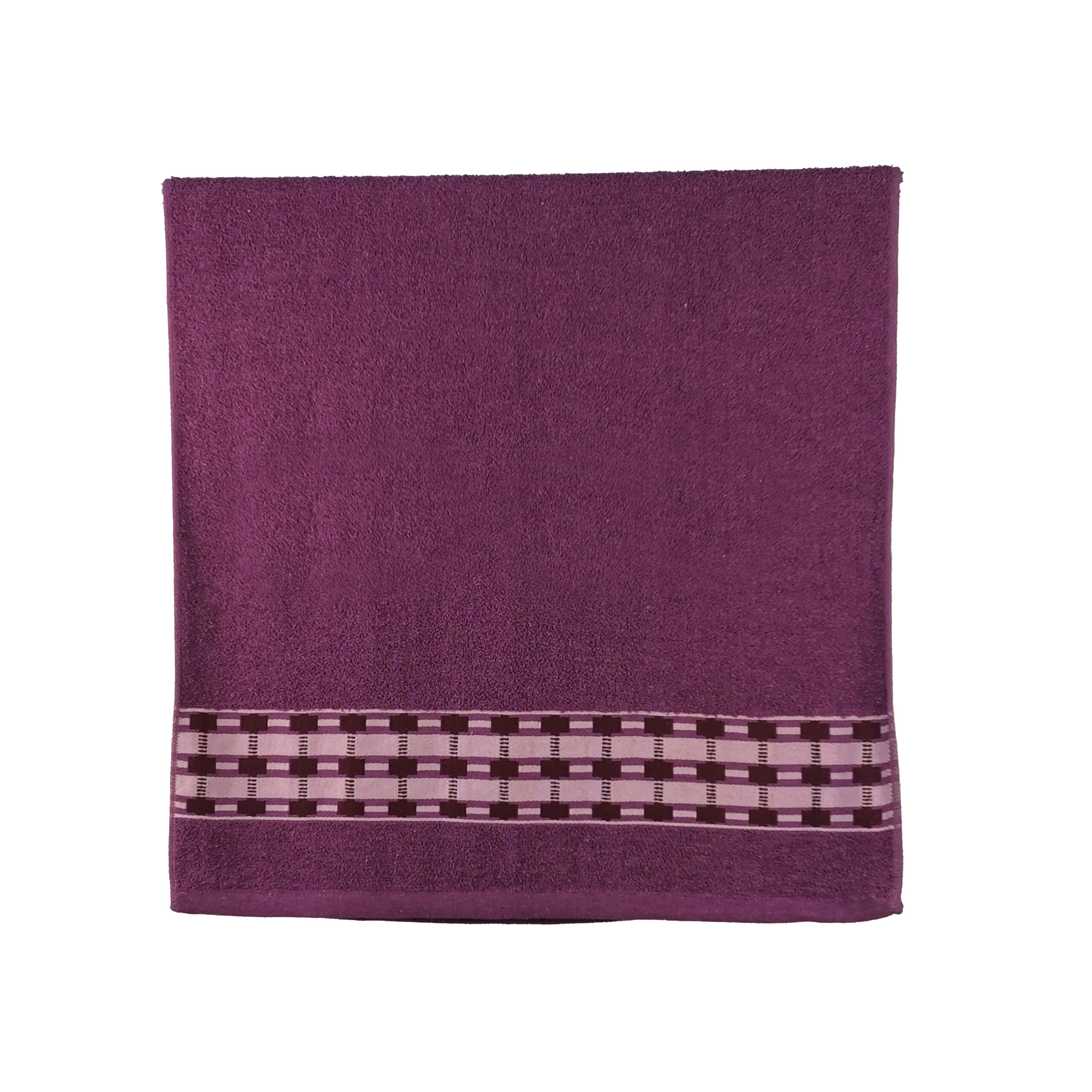 Vintage Geometric Jacquard Border Solid Cotton Bath Towel#5008