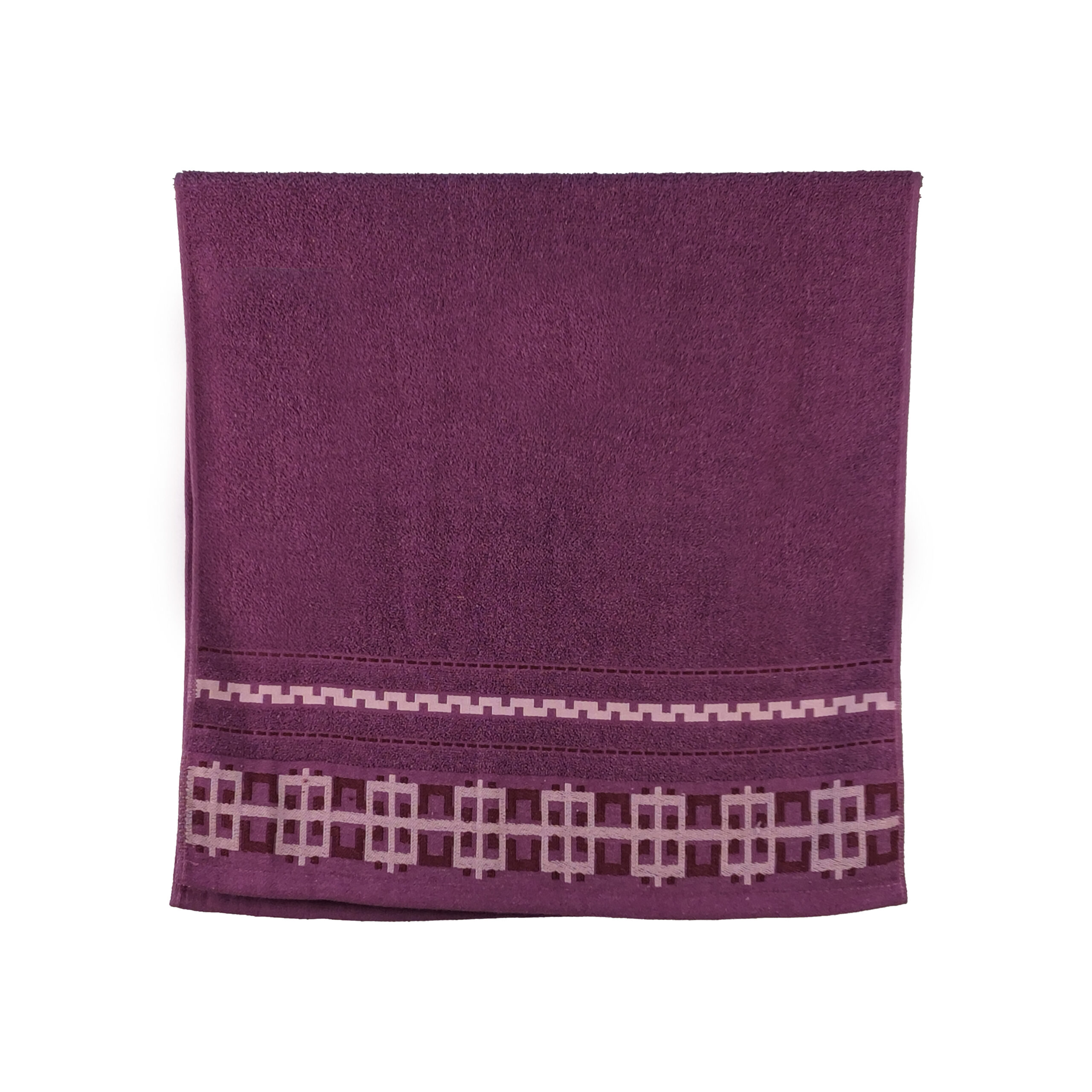 Vintage Geometric Jacquard Border Solid Cotton Bath Towel#5010