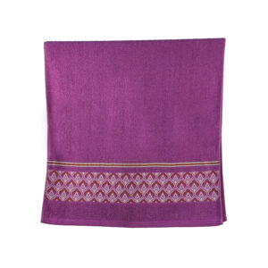 Vintage Geometric Jacquard Border Solid Cotton Bath Towel#5011