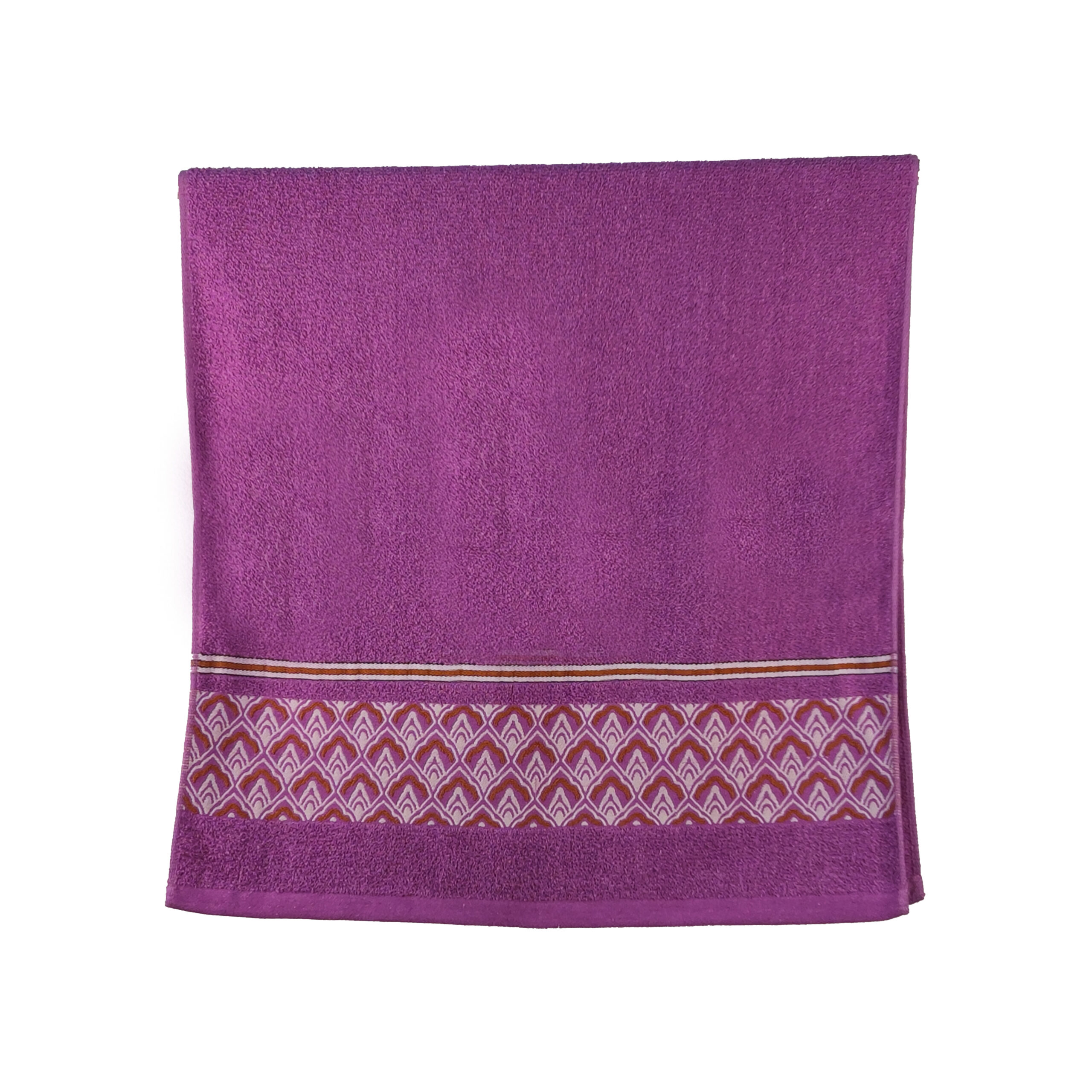 Vintage Geometric Jacquard Border Solid Cotton Bath Towel#5011