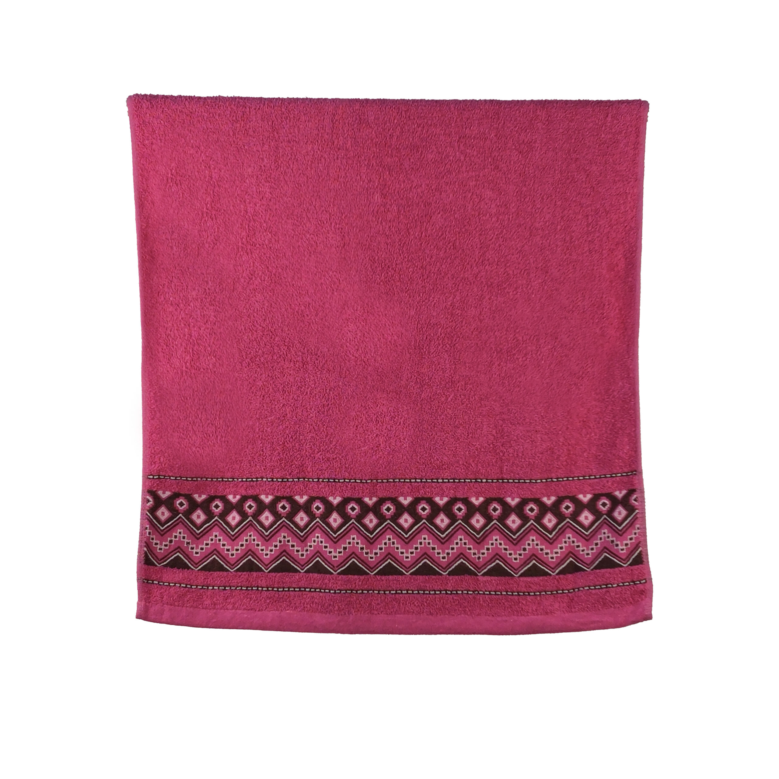 Vintage Geometric Jacquard Border Solid Cotton Bath Towel#5016