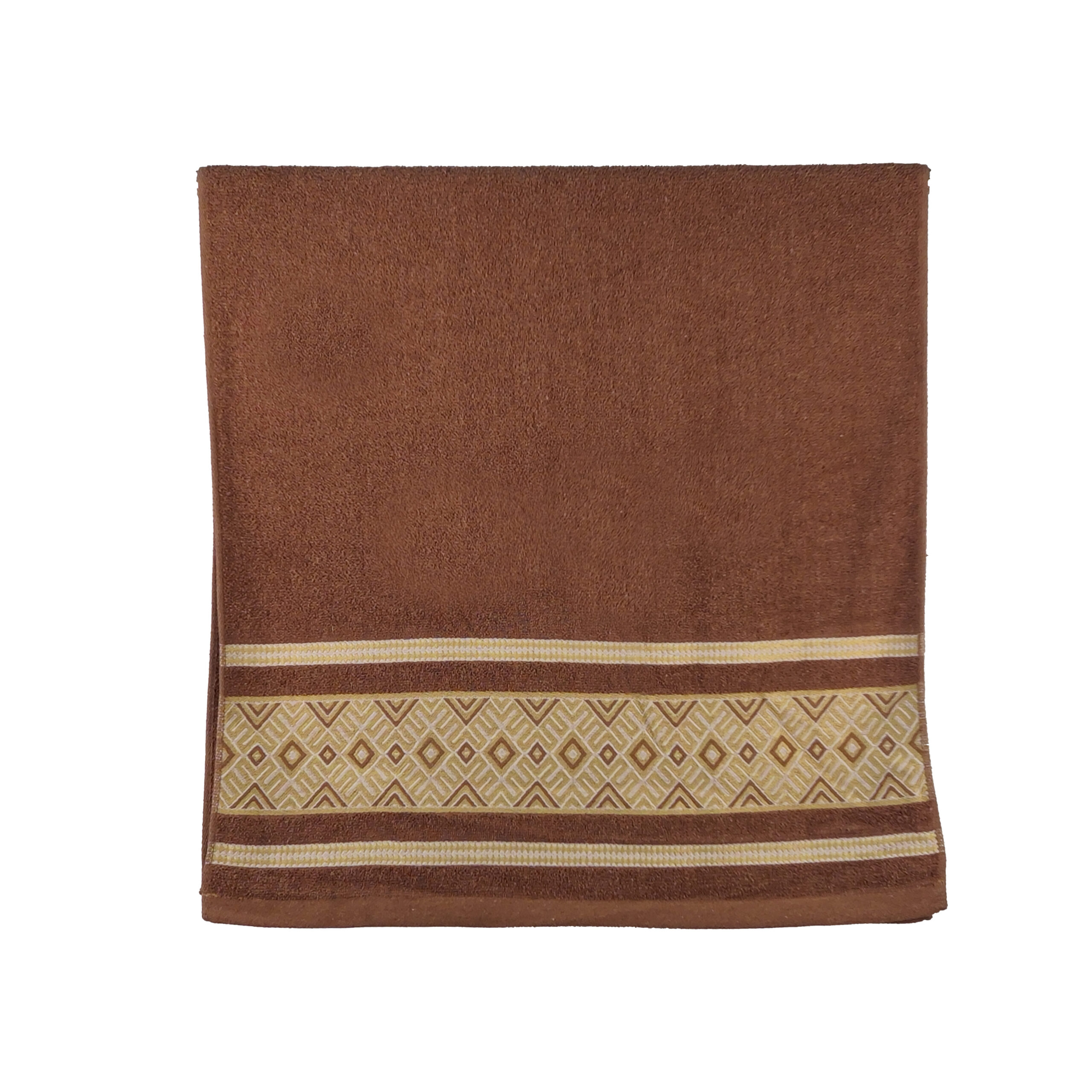 Vintage Geometric Jacquard Border Solid Cotton Bath Towel#5019