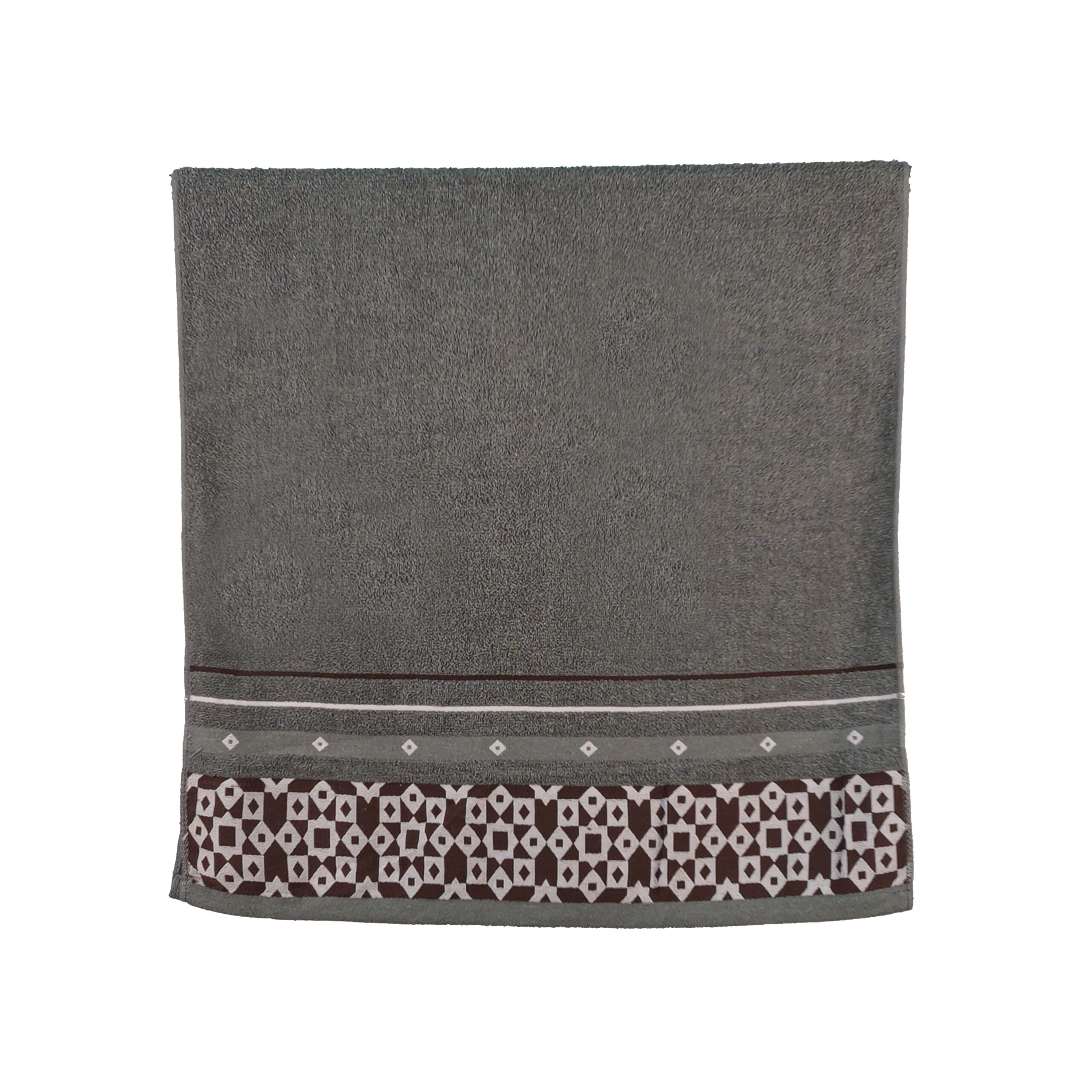 Vintage Geometric Jacquard Border Solid Cotton Bath Towel#5020