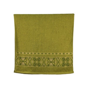 Vintage Geometric Jacquard Border Solid Cotton Bath Towel#5021