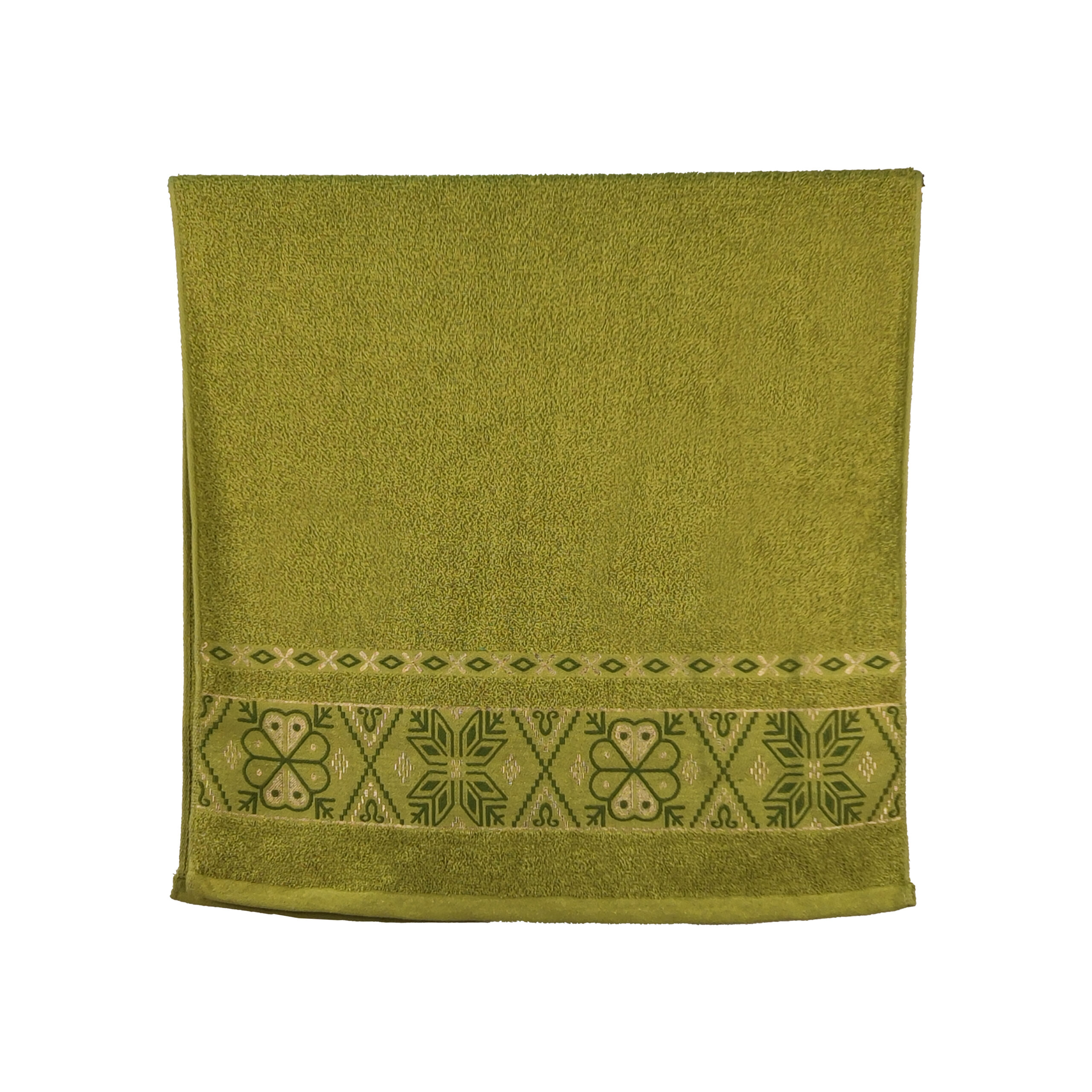 Vintage Geometric Jacquard Border Solid Cotton Bath Towel#5021