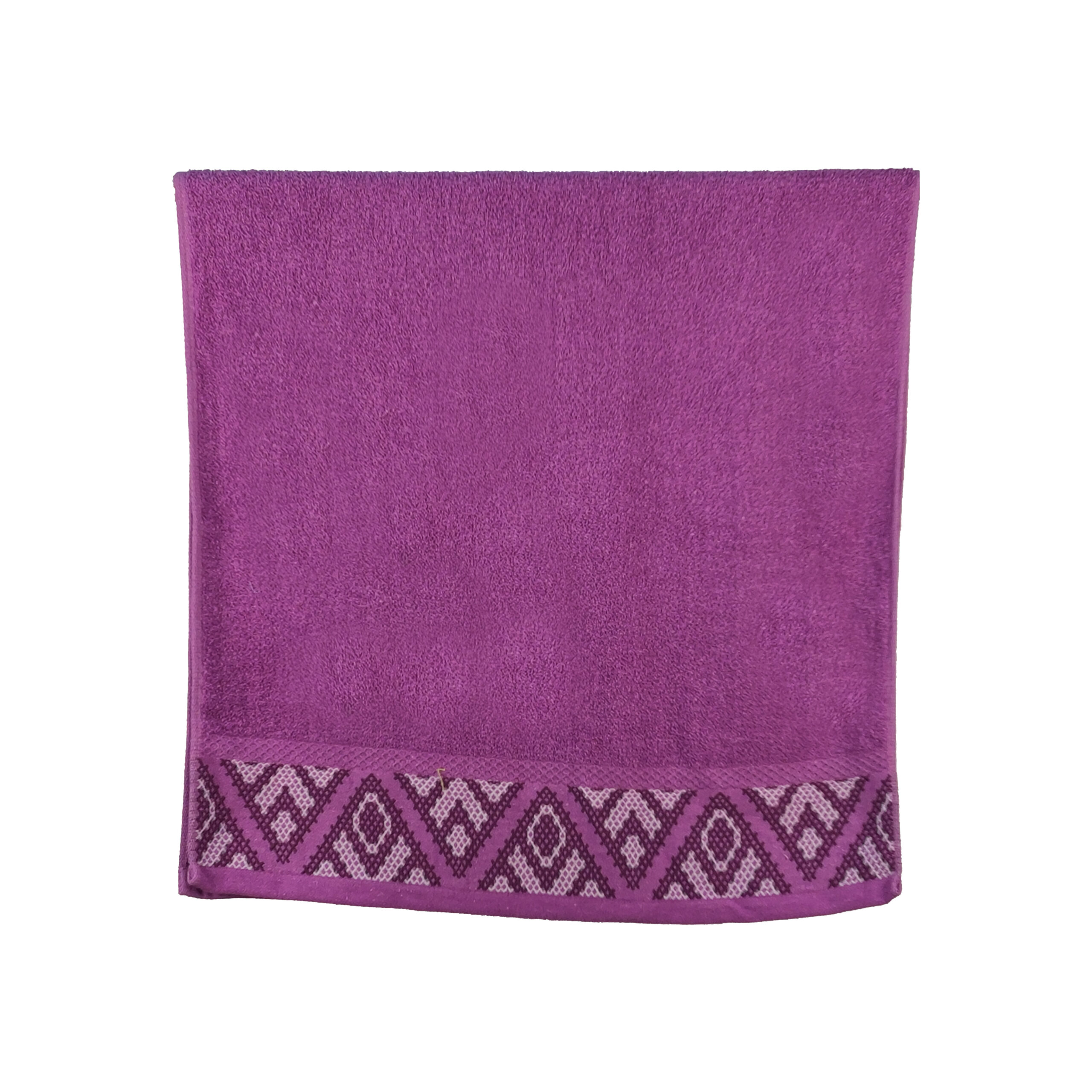 Vintage Geometric Jacquard Border Solid Cotton Bath Towel#5022