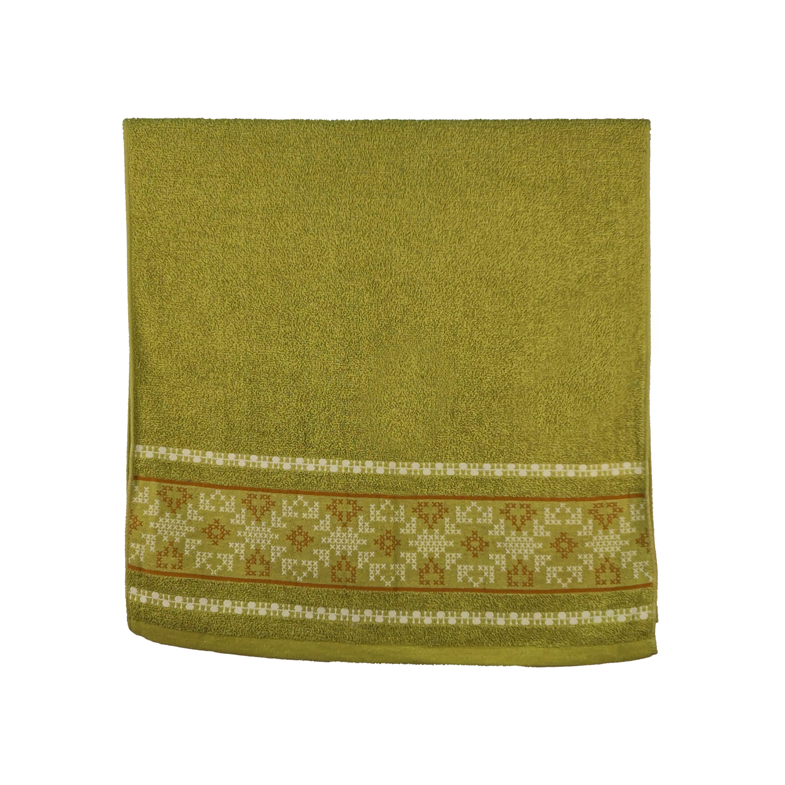 Vintage Geometric Jacquard Border Solid Cotton Bath Towel#5024