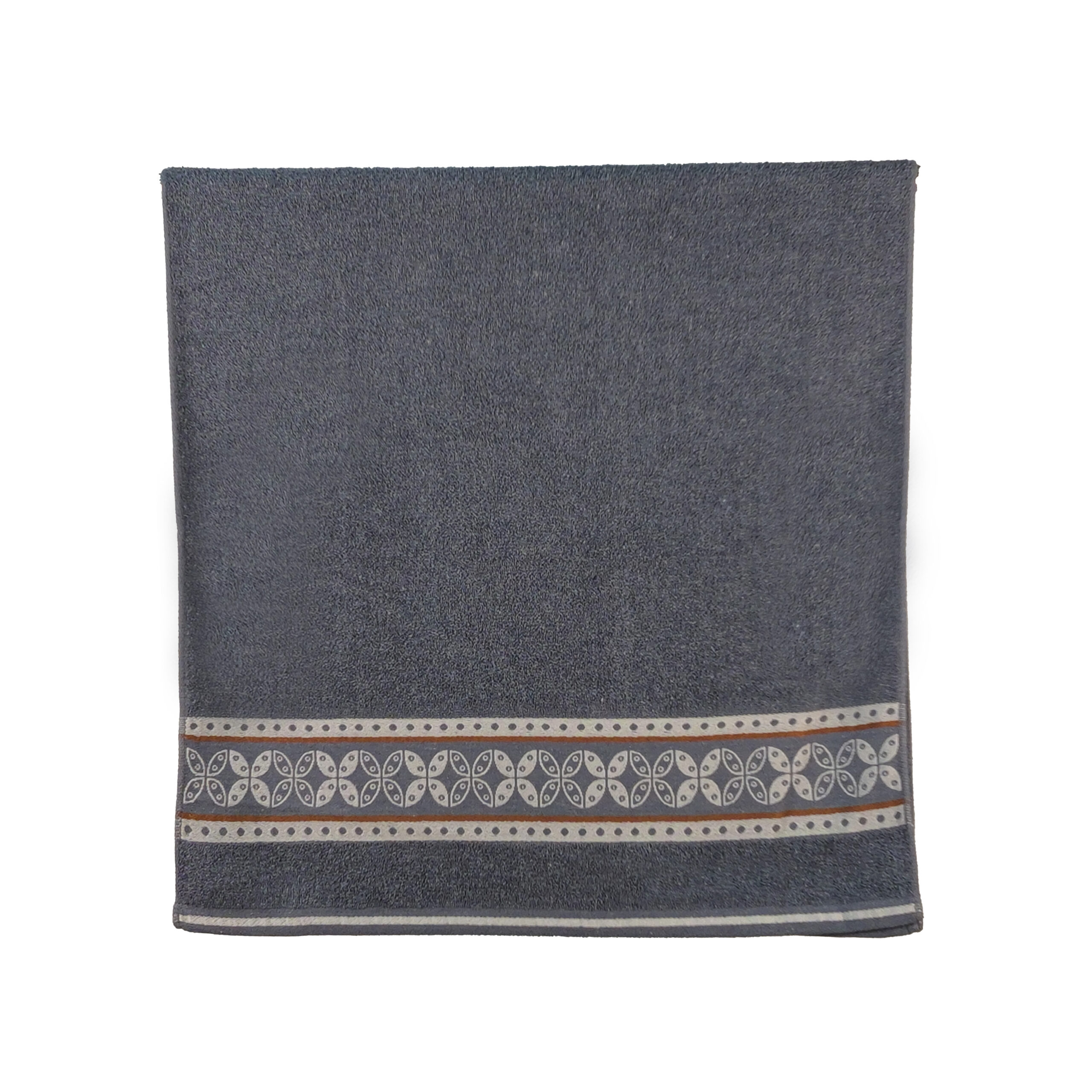 Vintage Geometric Jacquard Border Solid Cotton Bath Towel#5025