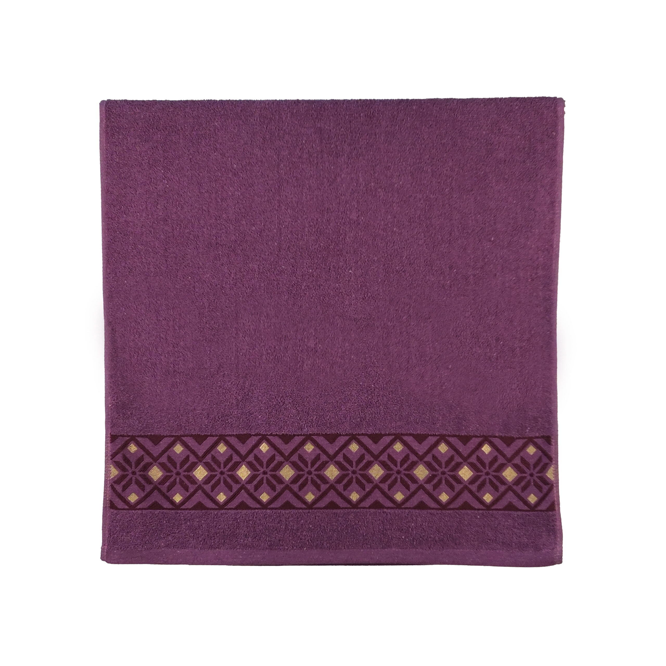 Vintage Geometric Jacquard Border Solid Cotton Bath Towel#5026