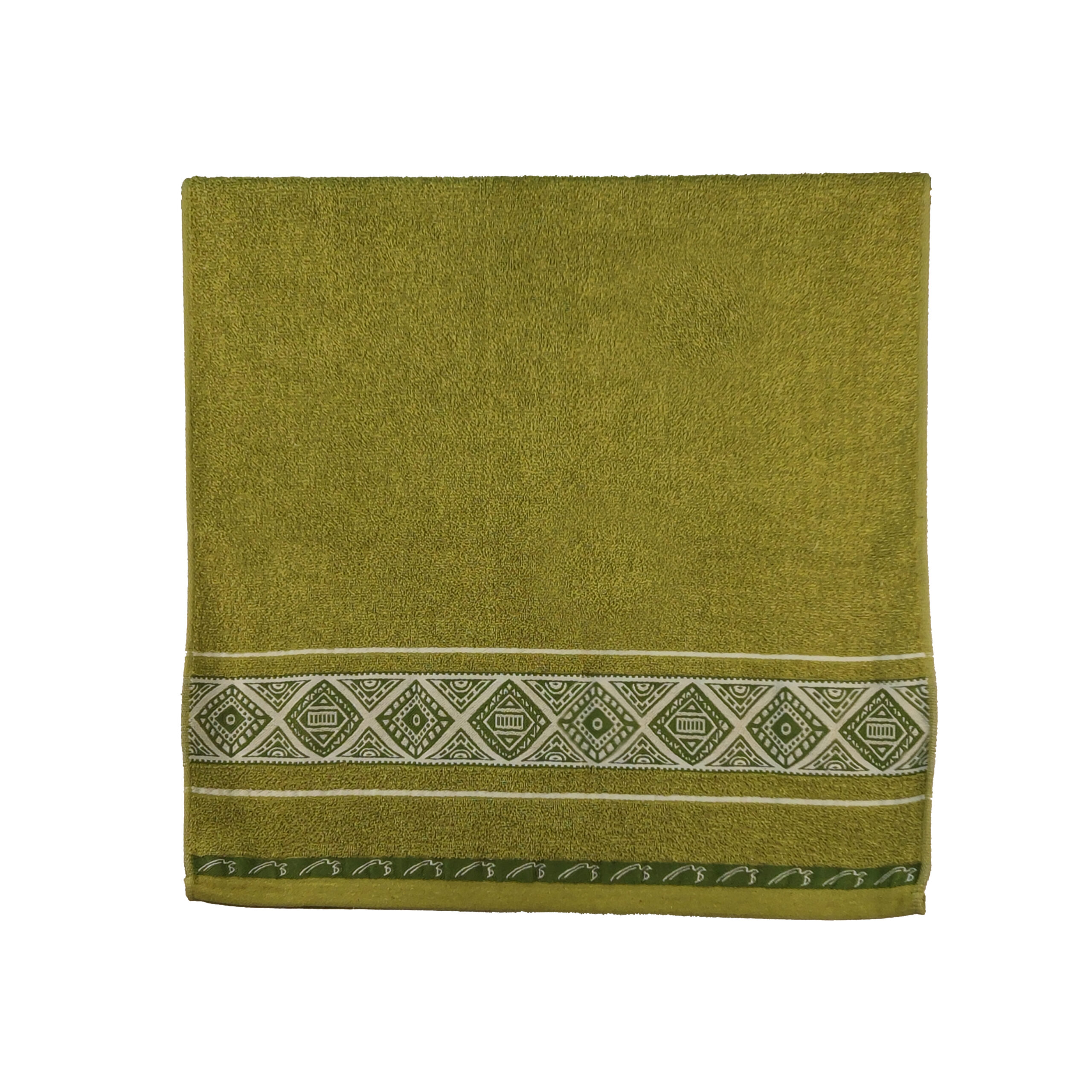 Vintage Geometric Jacquard Border Solid Cotton Bath Towel#5027