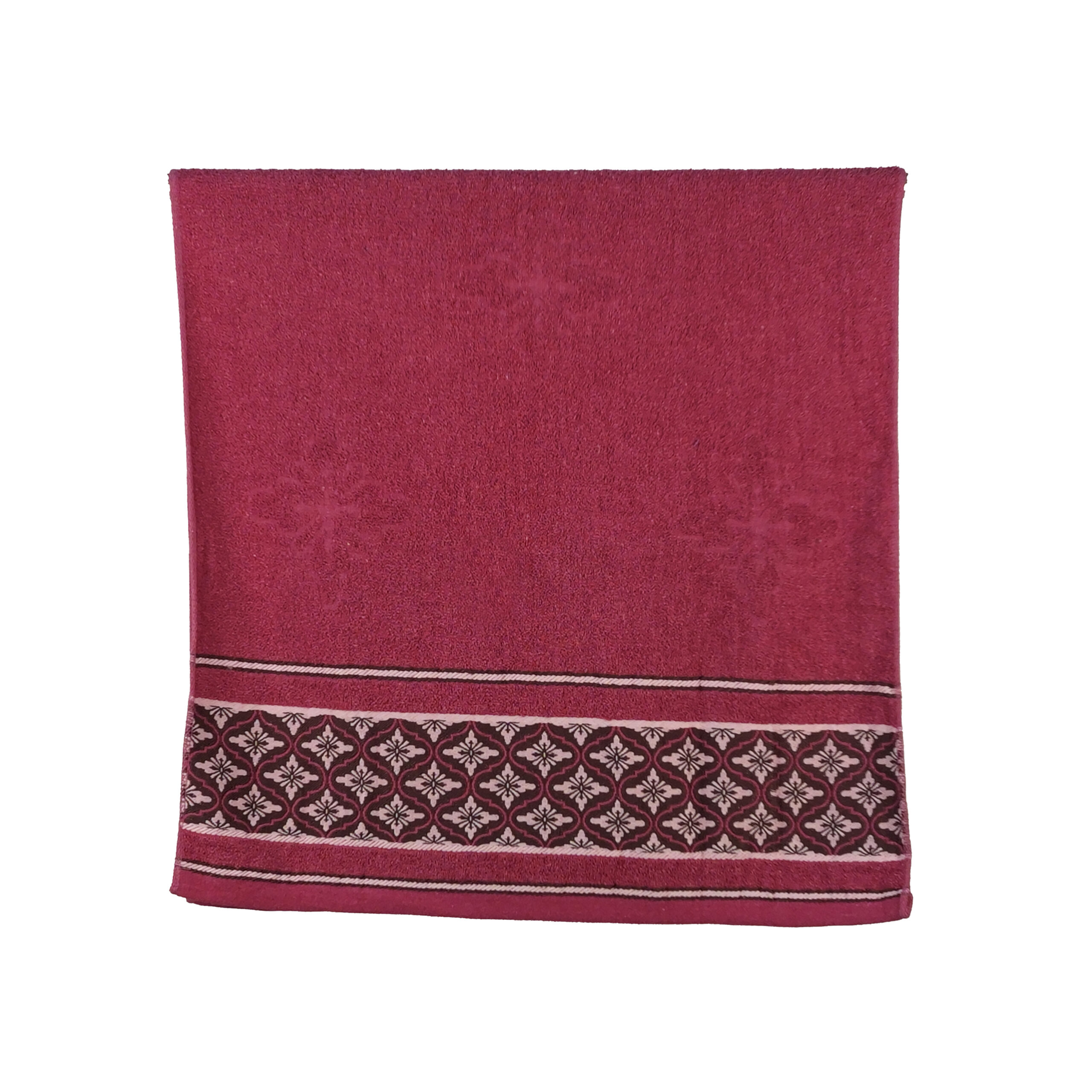 Vintage Geometric Jacquard Border Solid Cotton Bath Towel#5028