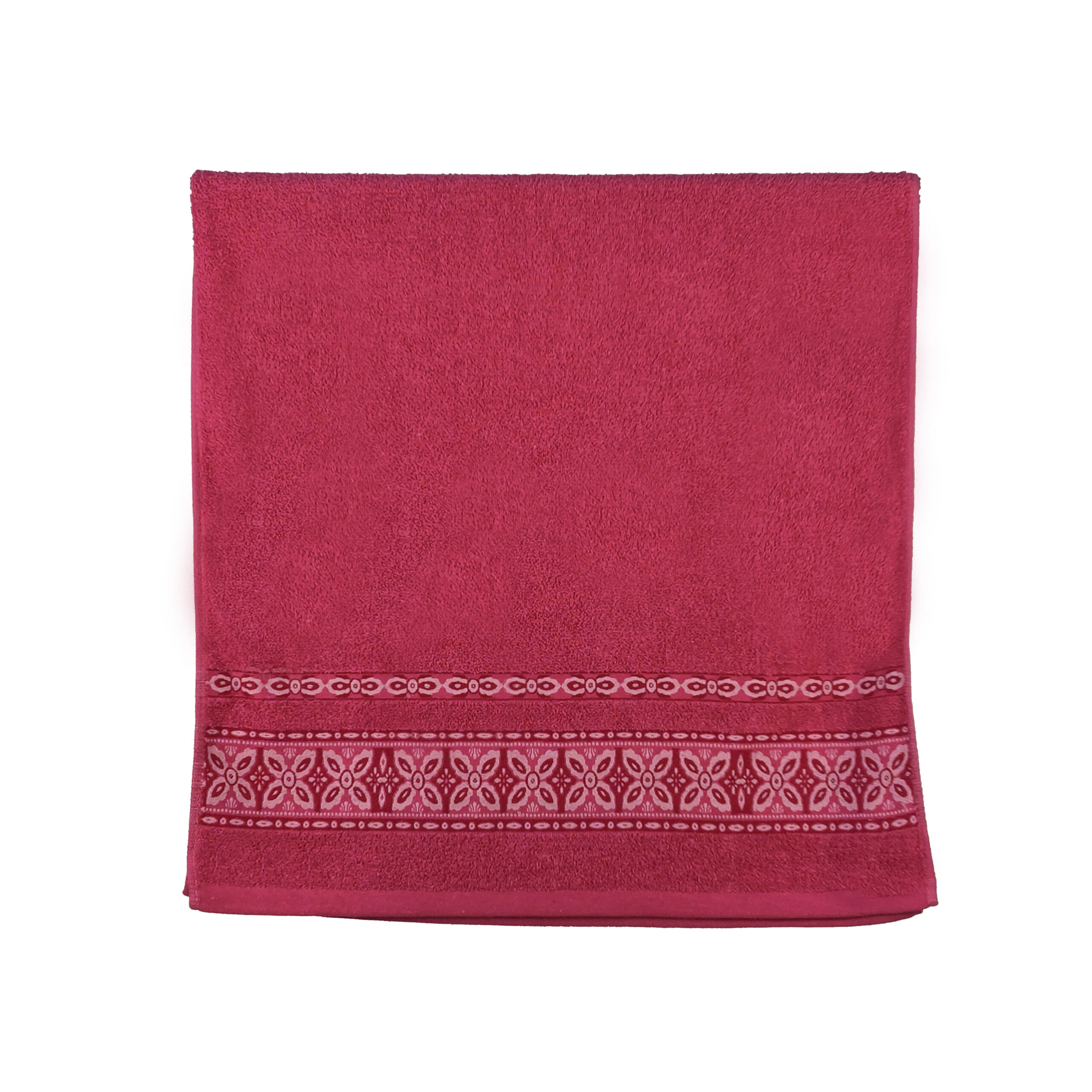 Vintage Geometric Jacquard Border Solid Cotton Bath Towel#5030