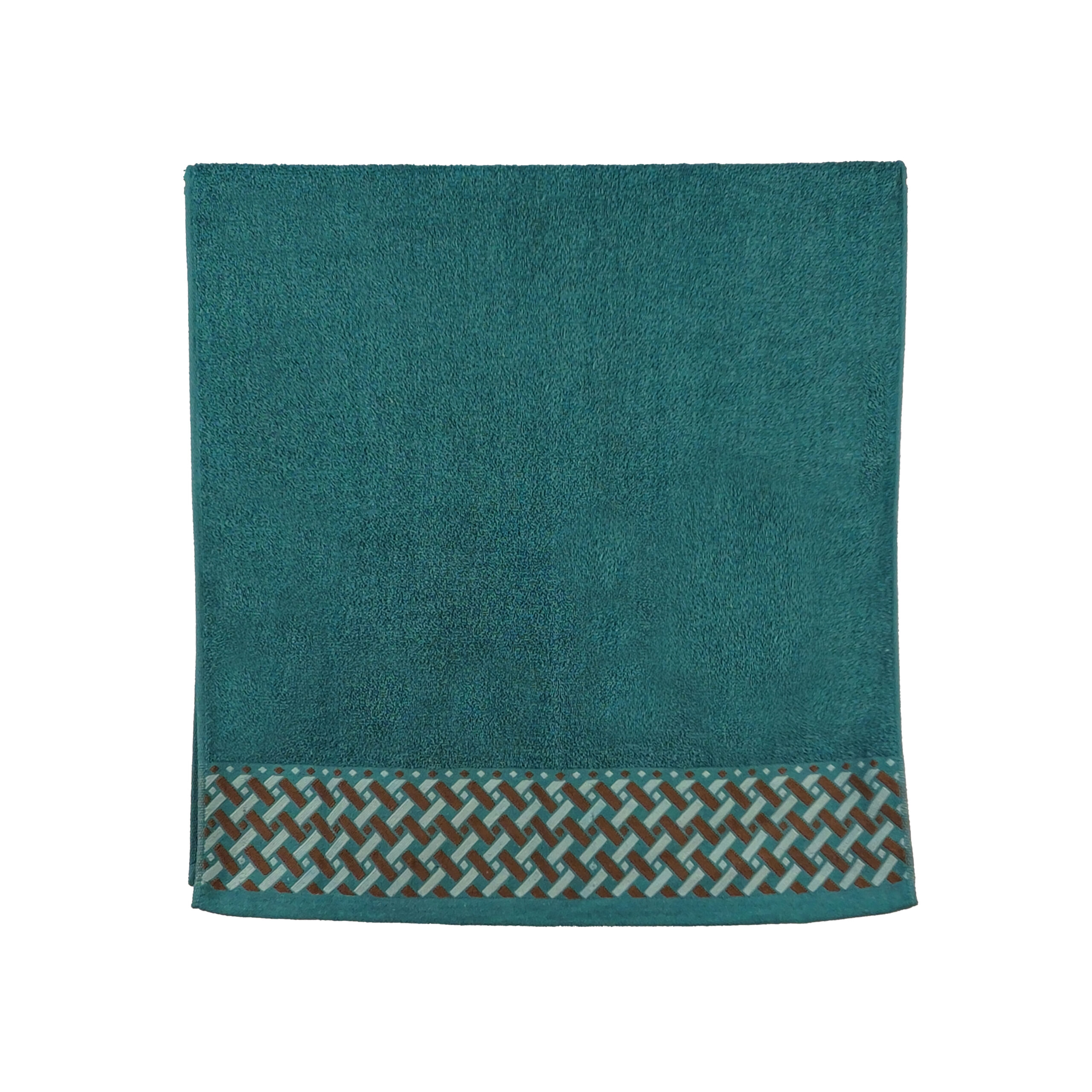 Vintage Geometric Jacquard Border Solid Cotton Bath Towel#5031