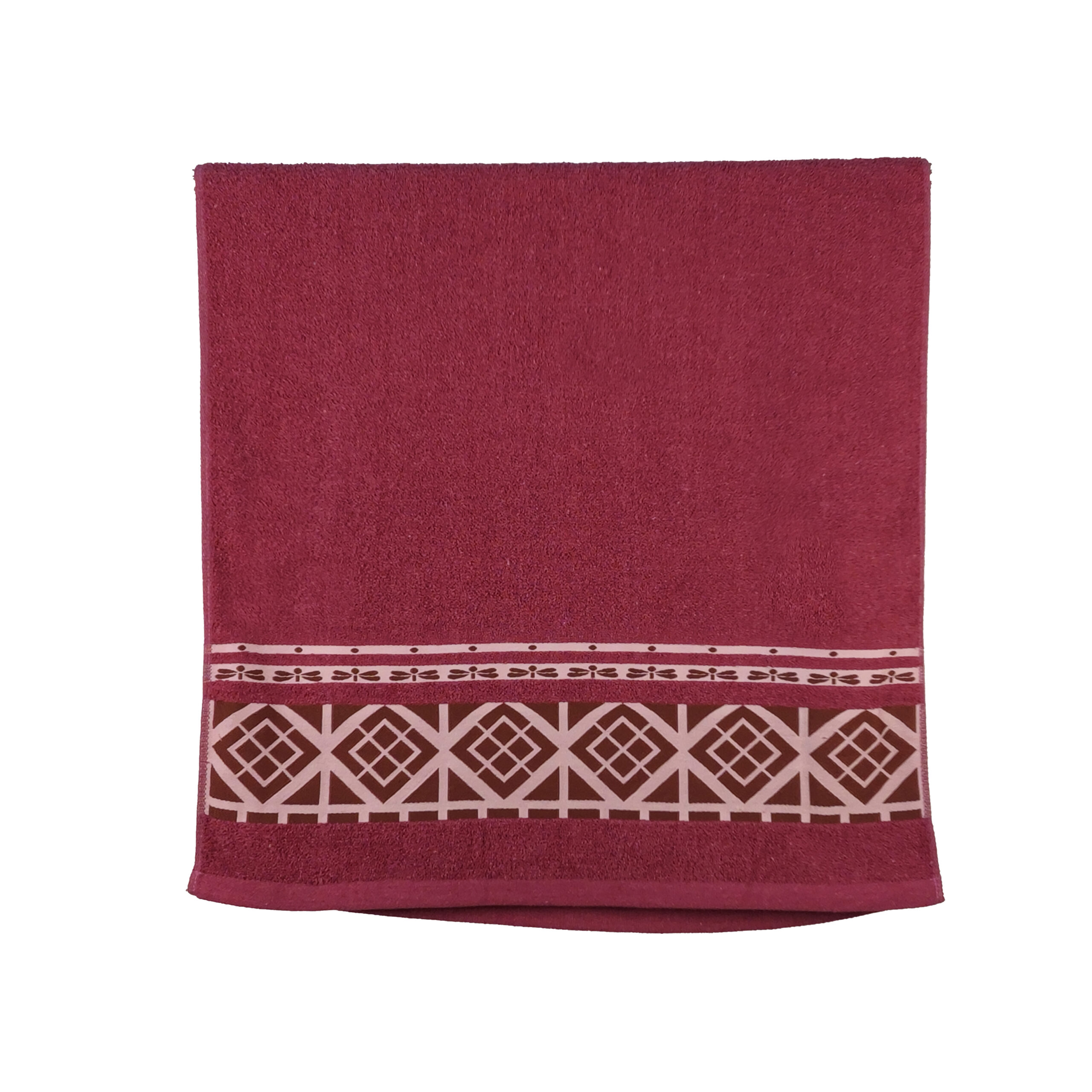 Vintage Geometric Jacquard Border Solid Cotton Bath Towel#5035