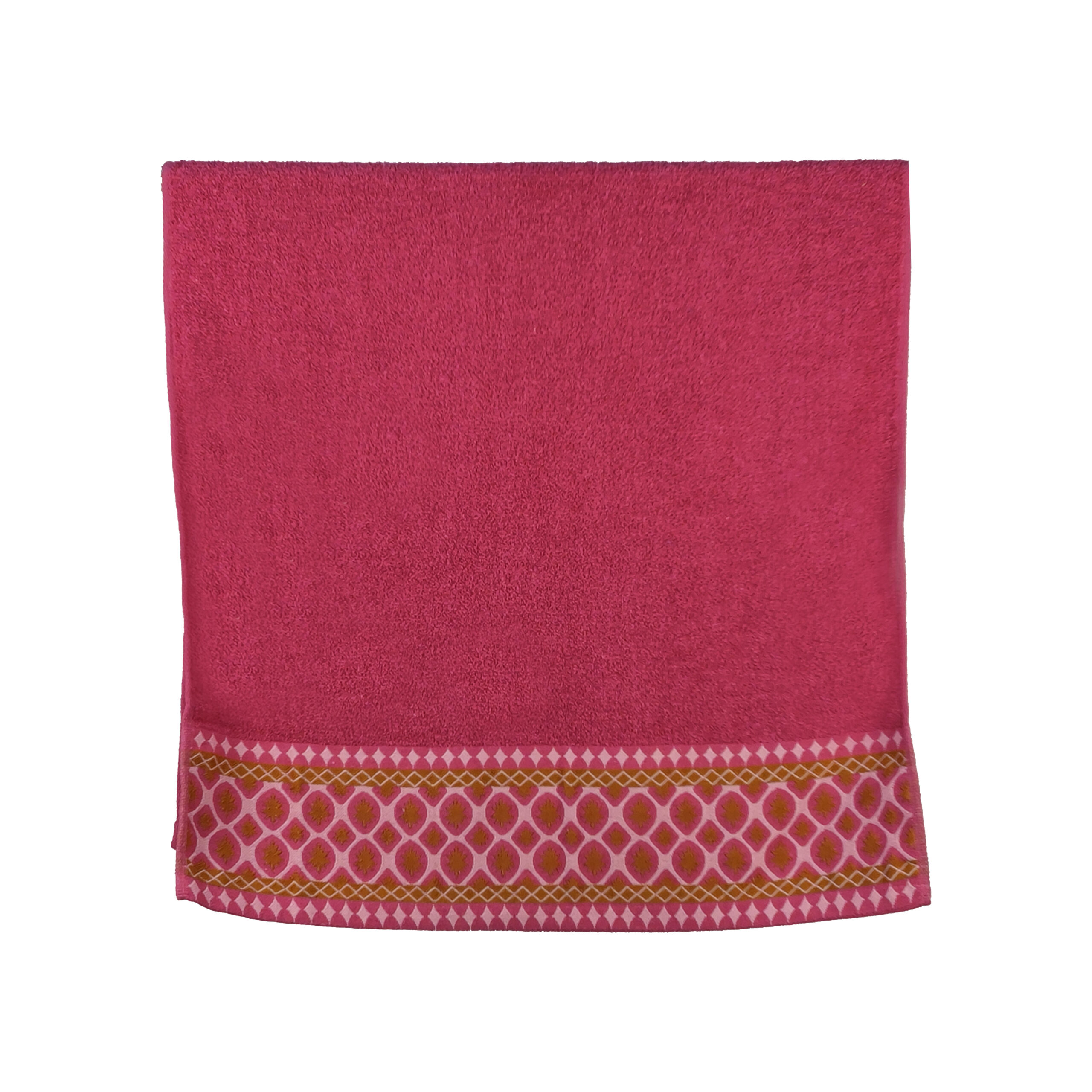Vintage Geometric Jacquard Border Solid Cotton Bath Towel#5037