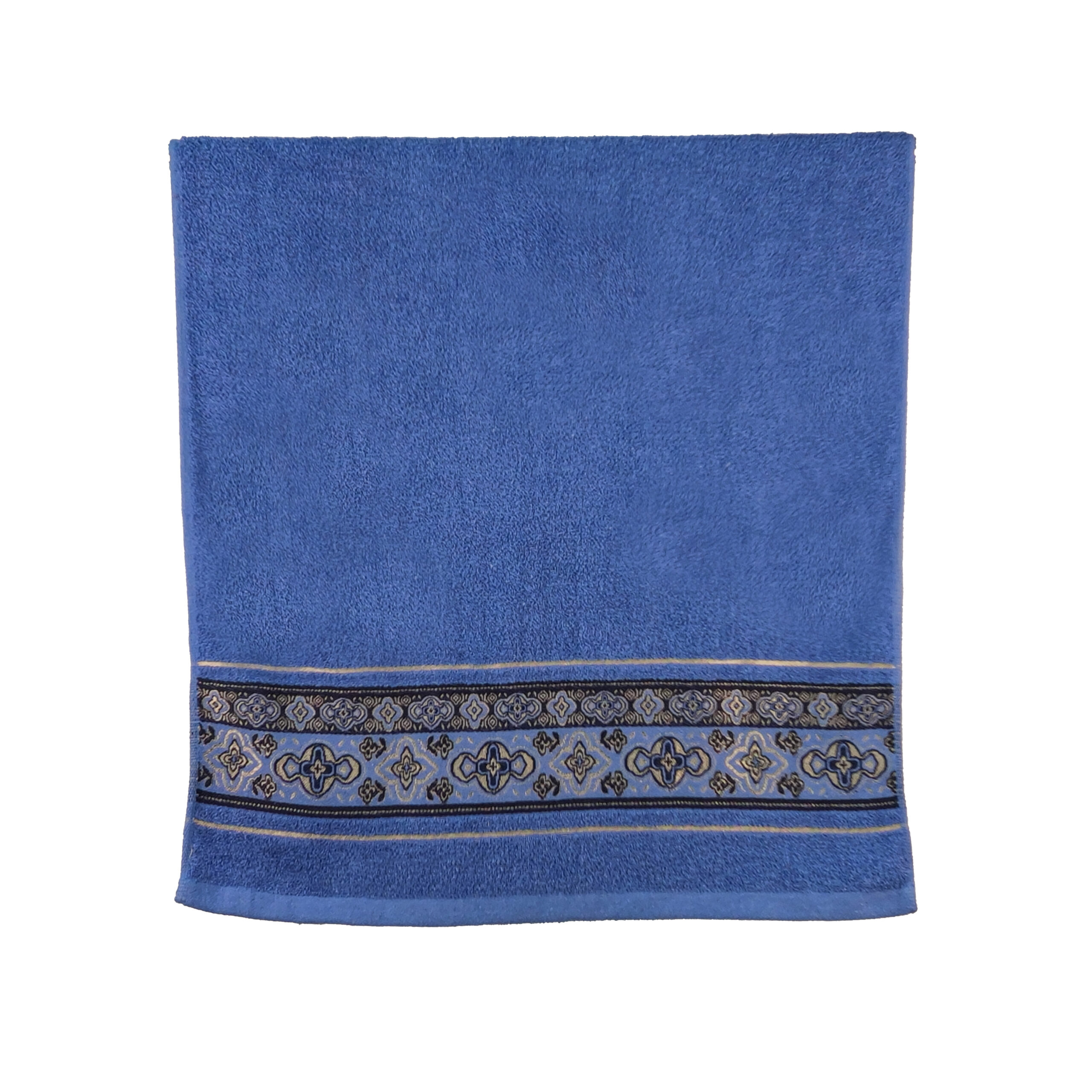 Vintage Geometric Jacquard Border Solid Cotton Bath Towel#5039