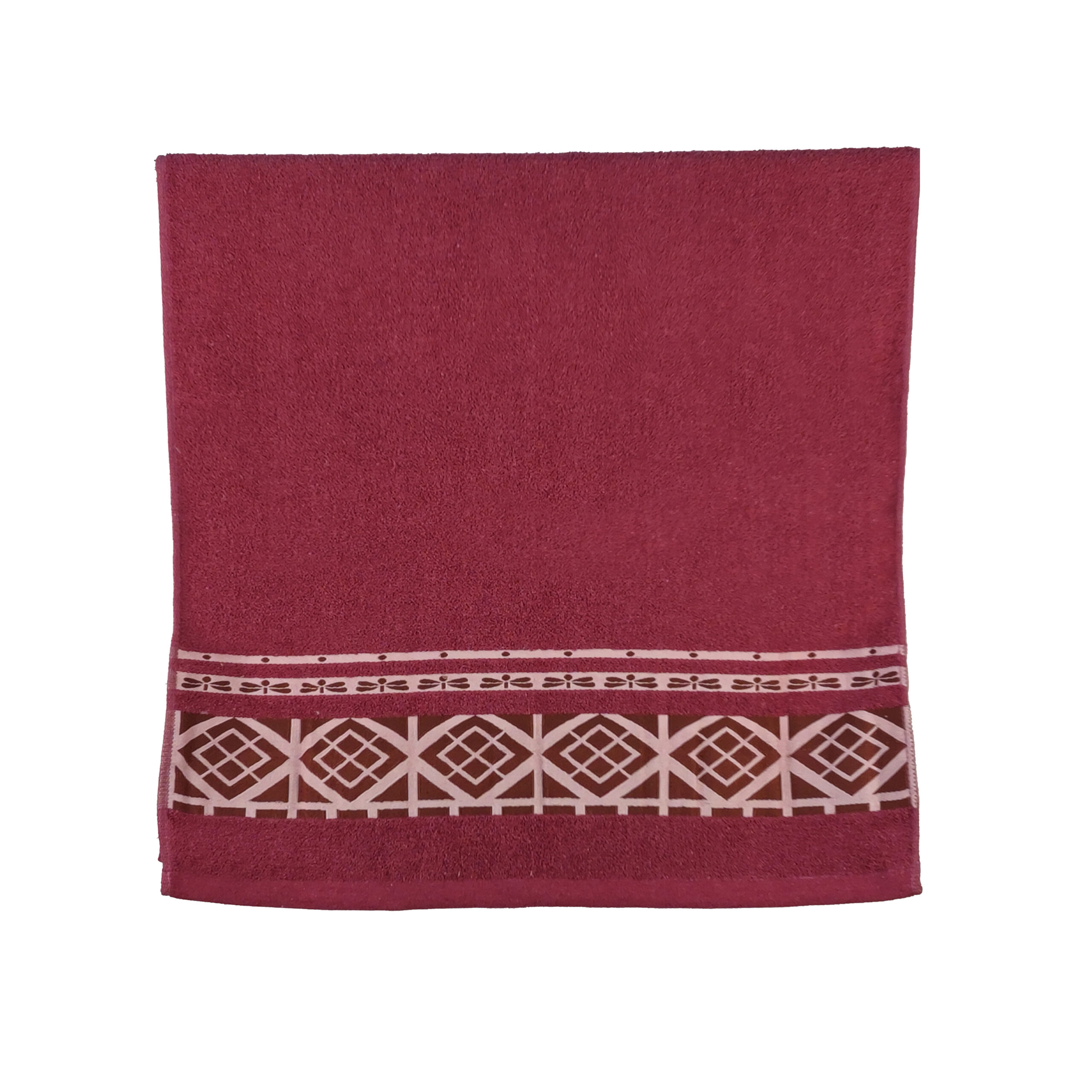 Vintage Geometric Jacquard Border Solid Cotton Bath Towel#5040