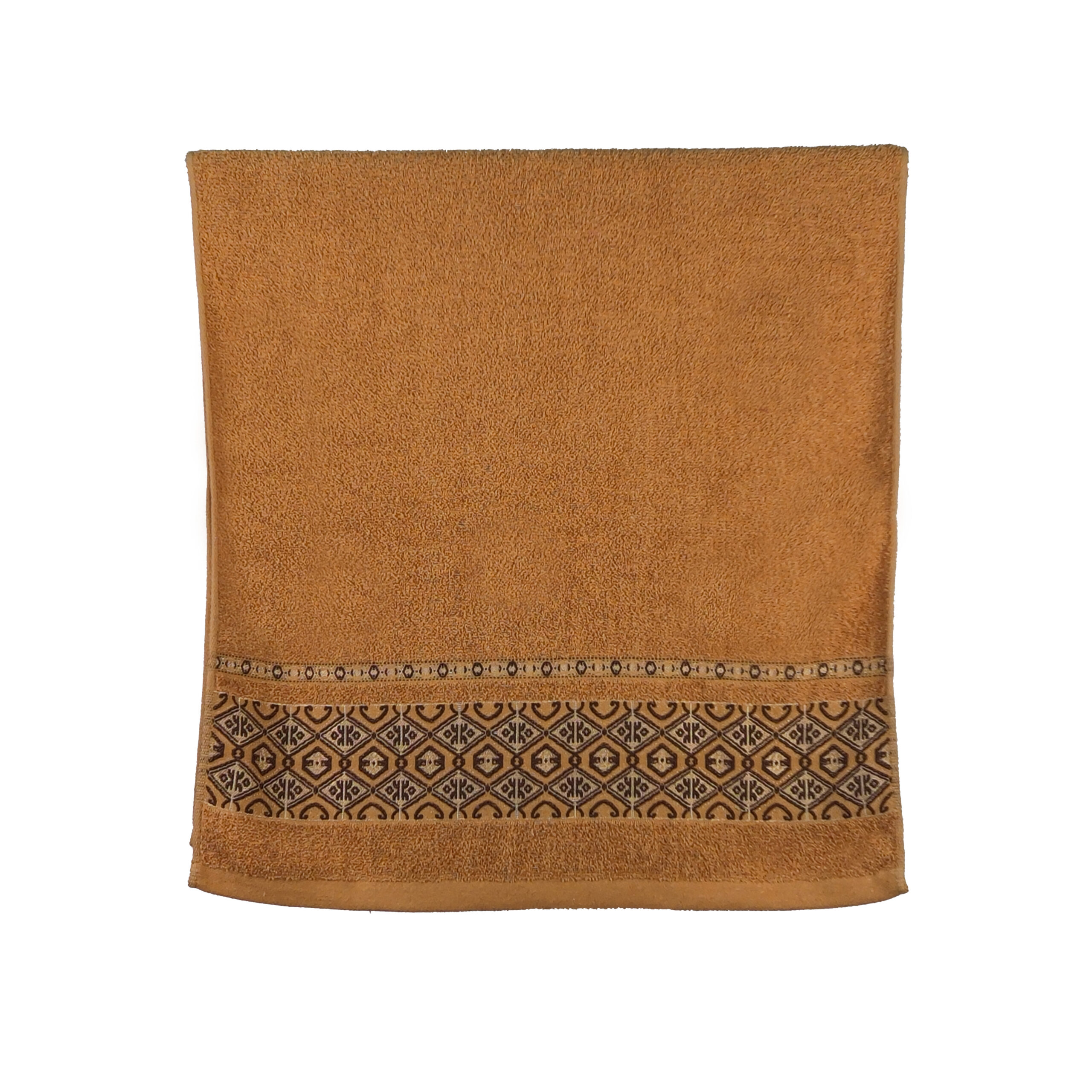 Vintage Geometric Jacquard Border Solid Cotton Bath Towel#5041