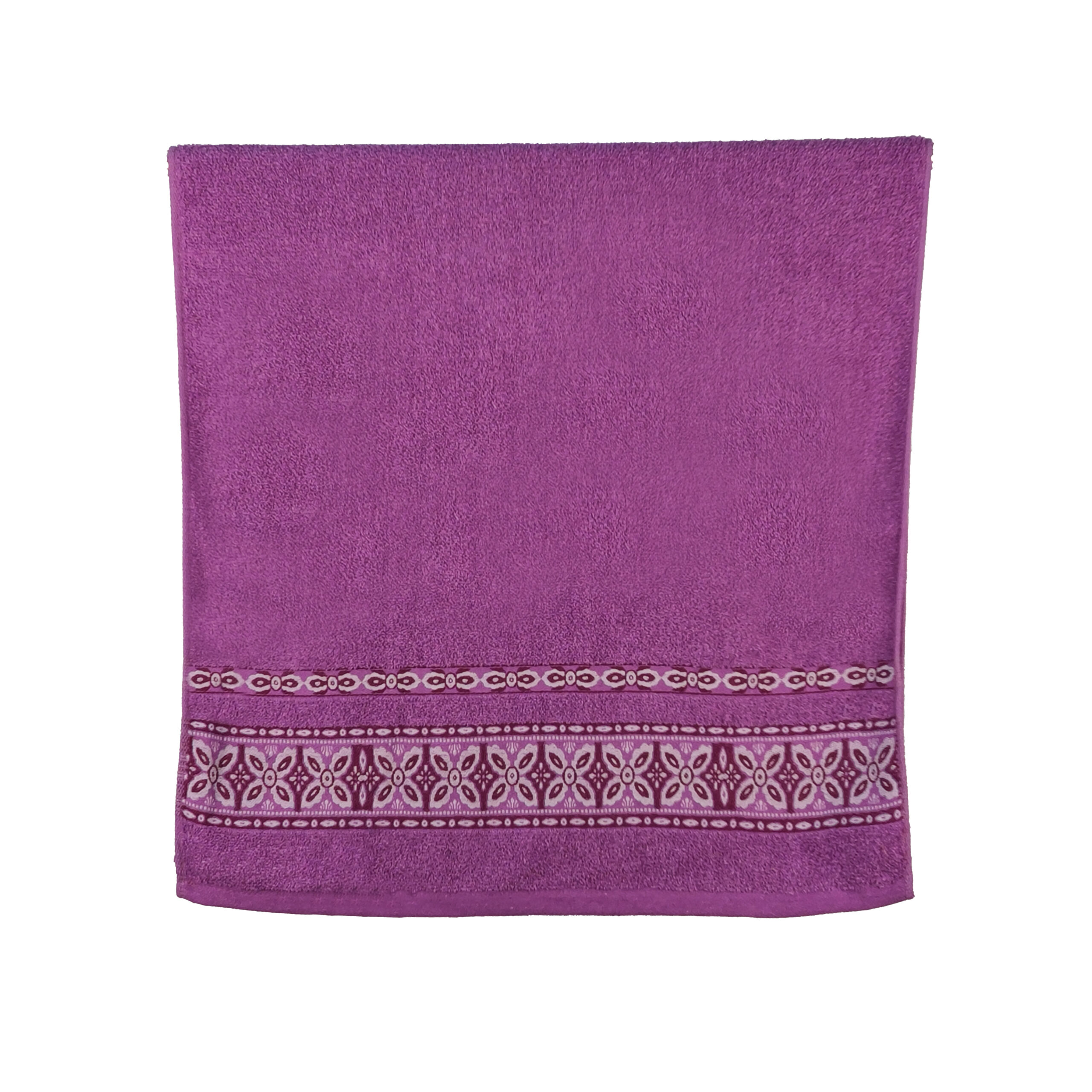 Vintage Geometric Jacquard Border Solid Cotton Bath Towel#5042