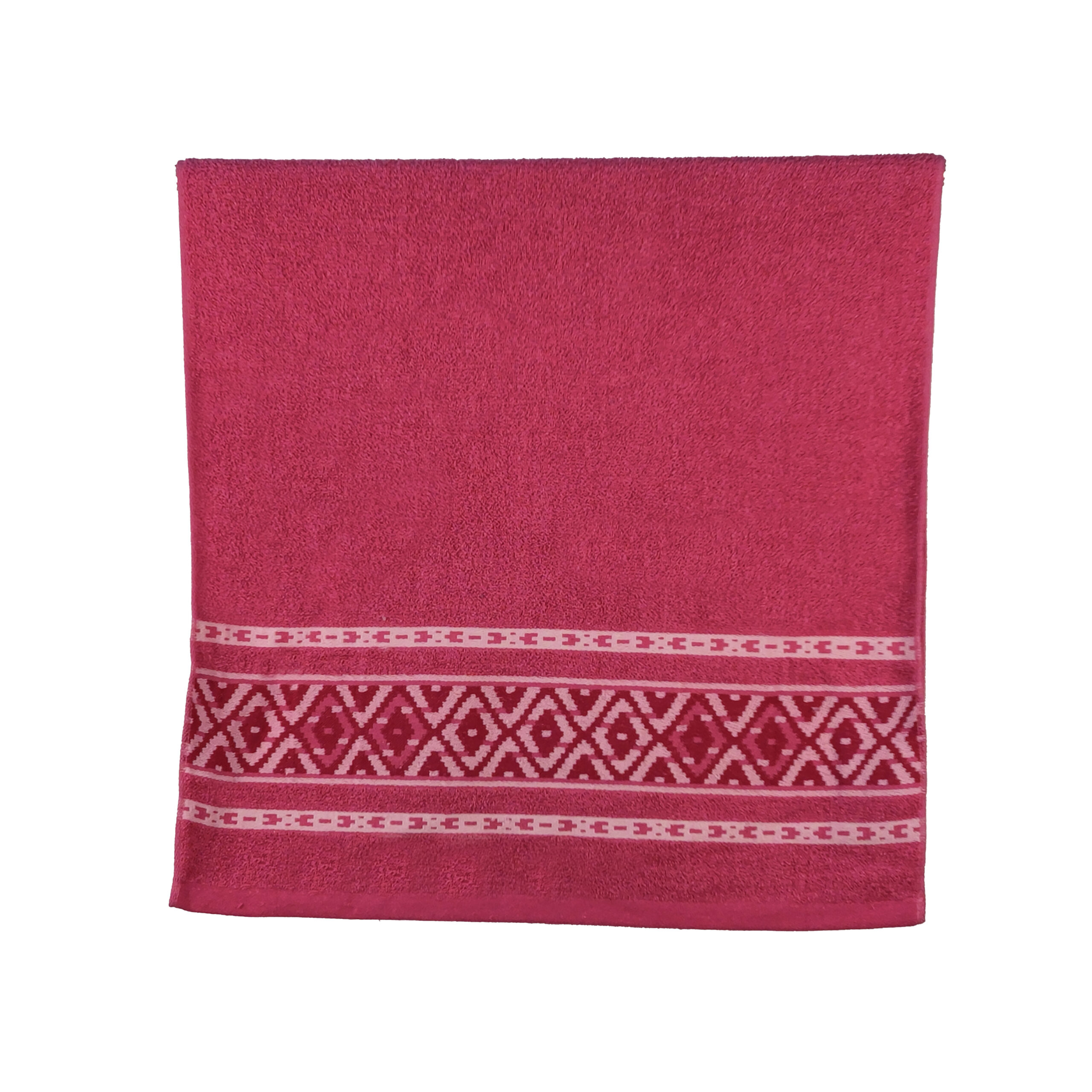 Vintage Geometric Jacquard Border Solid Cotton Bath Towel#5045
