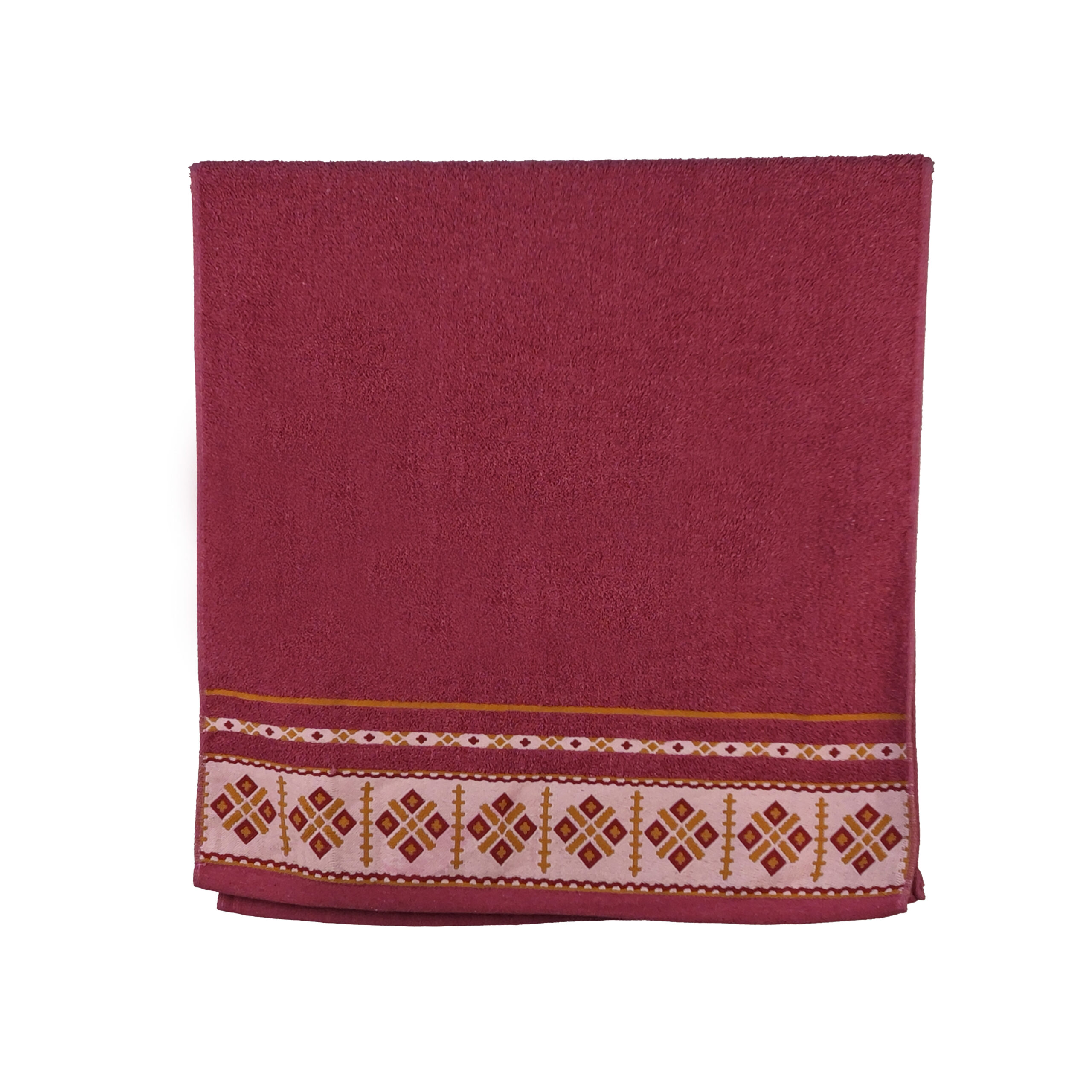 Vintage Geometric Jacquard Border Solid Cotton Bath Towel#5047