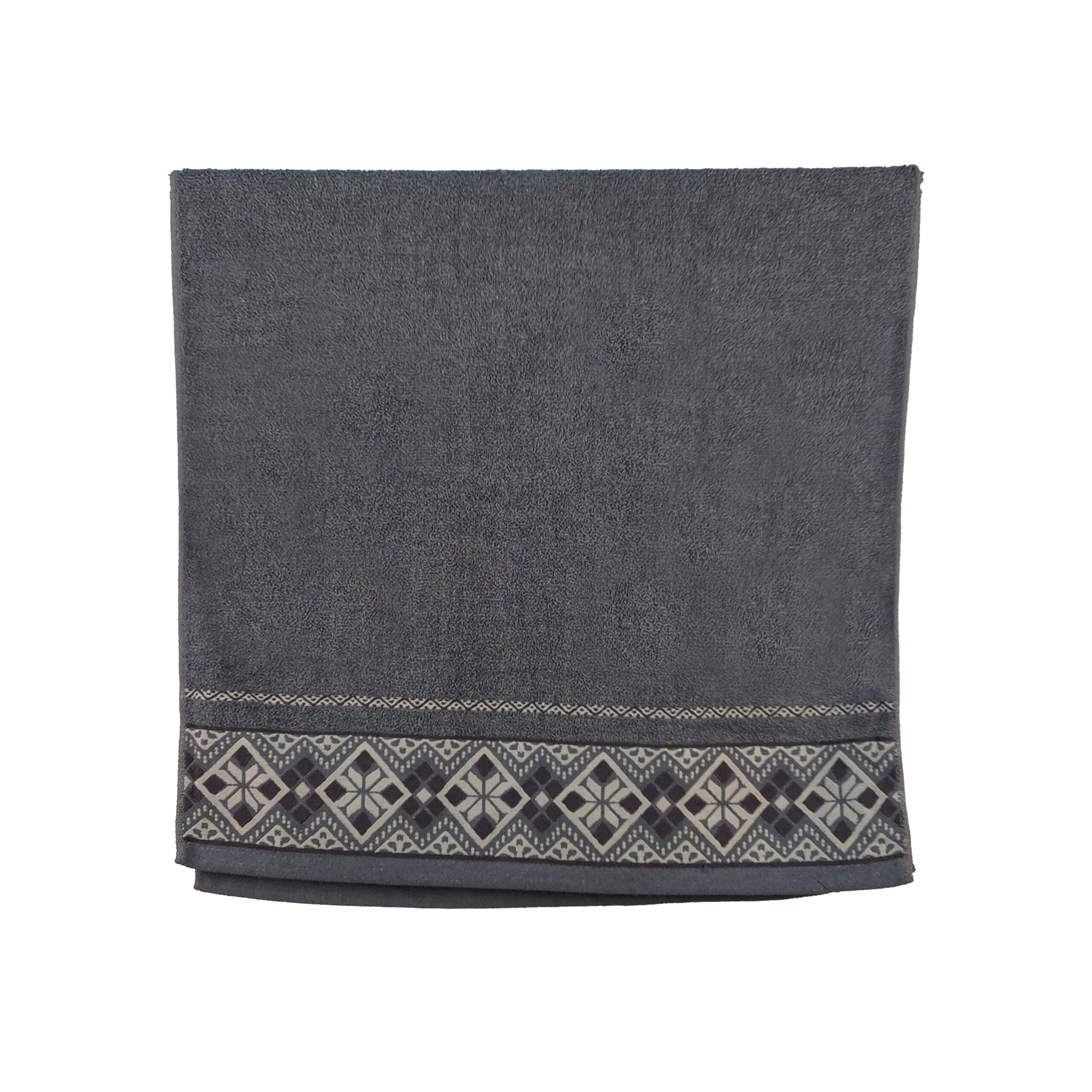 Vintage Geometric Jacquard Border Solid Cotton Bath Towel#5048
