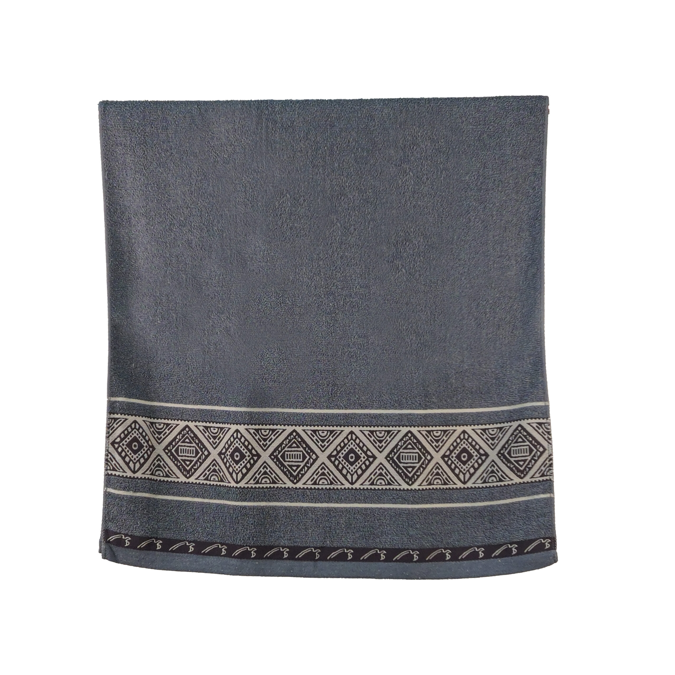 Vintage Geometric Jacquard Rhombus Border Solid Cotton Bath Towel#5049