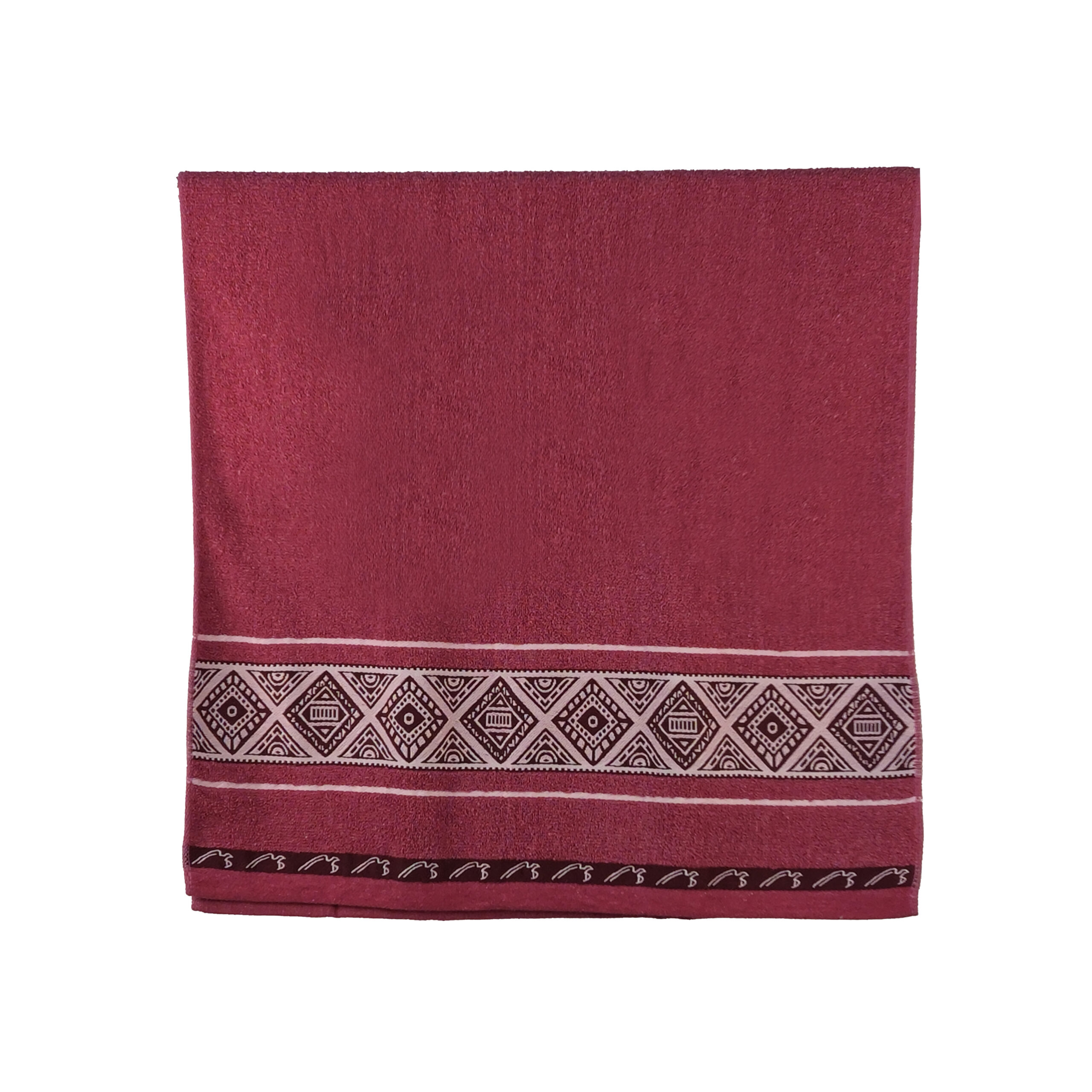 Vintage Geometric Jacquard Rhombus Border Solid Cotton Bath Towel#5051
