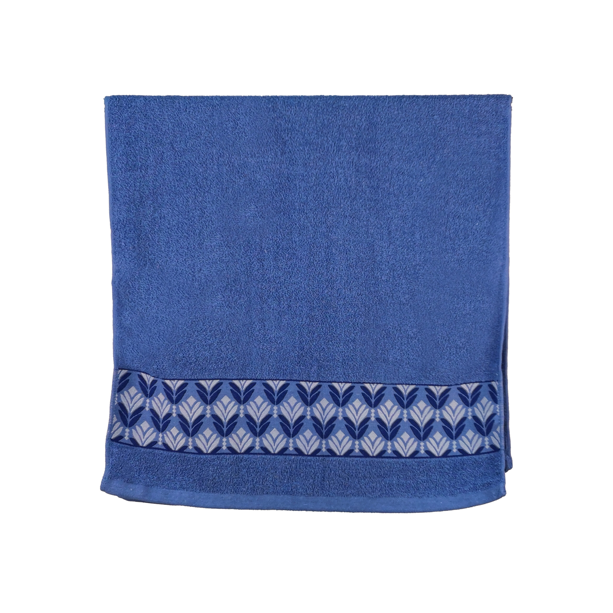 Vintage Geometric Jacquard Border Solid Cotton Bath Towel#5053