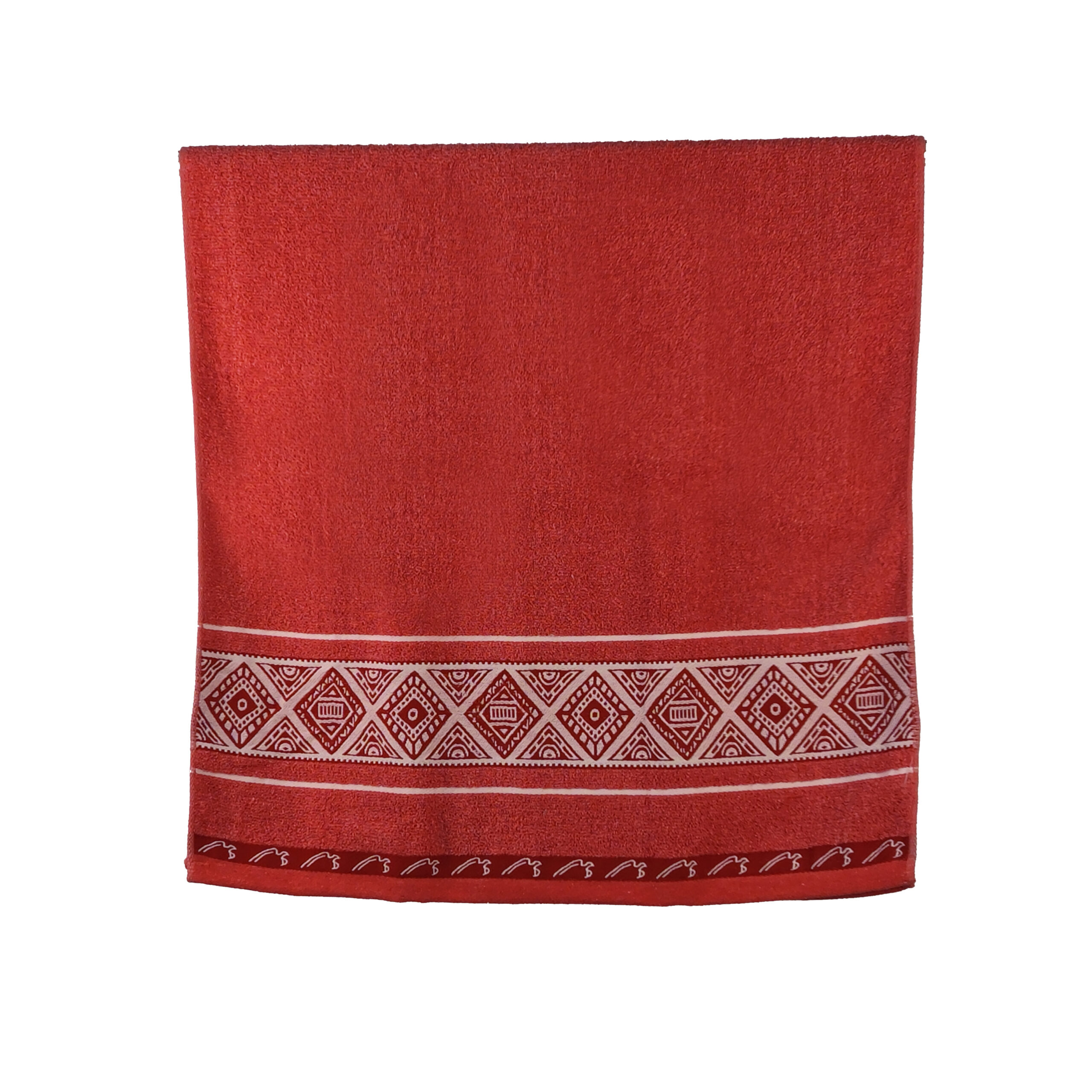 Vintage Geometric Jacquard Rhombus Border Solid Cotton Bath Towel#5054