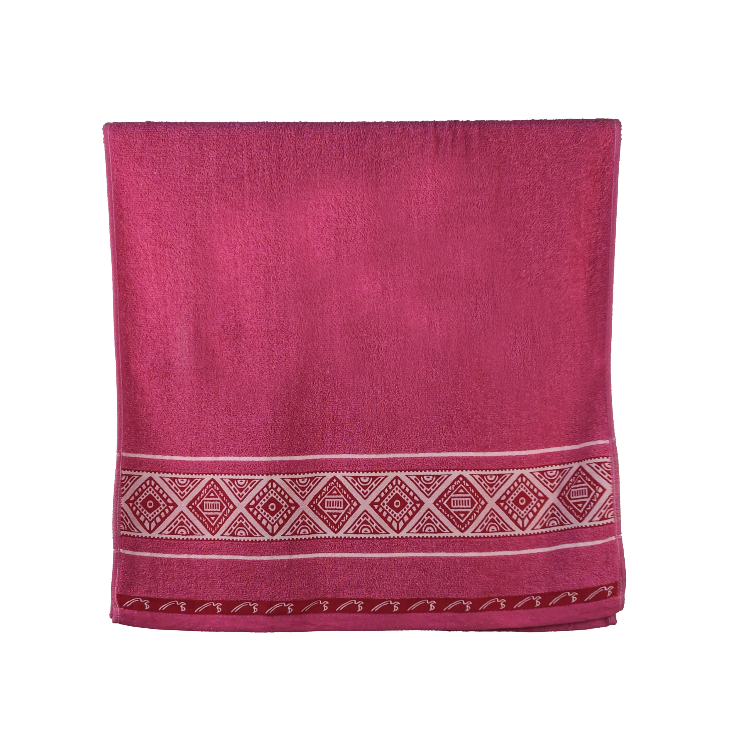 Vintage Geometric Jacquard Rhombus Border Solid Cotton Bath Towel#5055